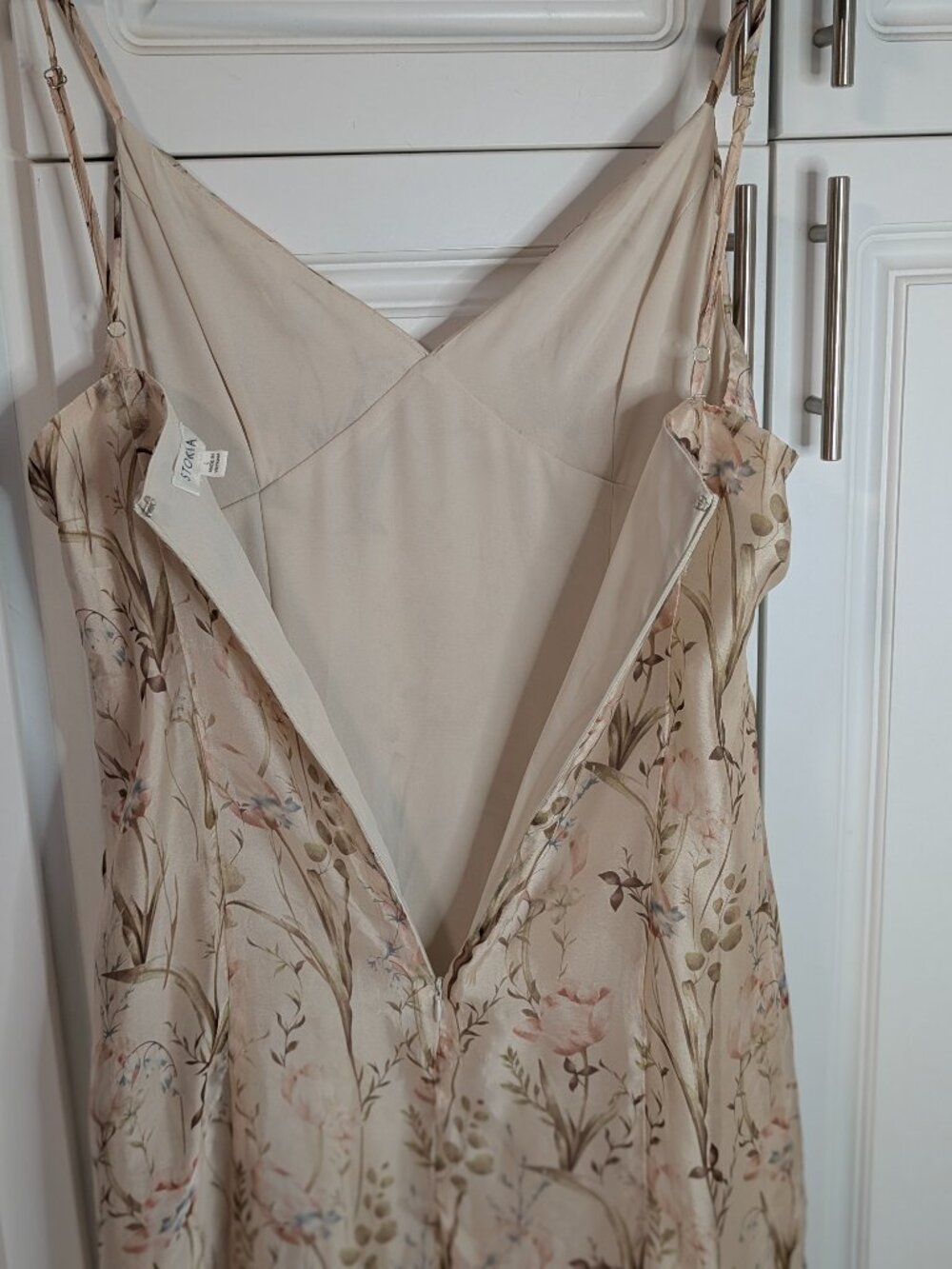 Storia Floral Slip Maxi Dress L Ruffled Fishtail Hem Romantic Fairycore NWOT - Picture 6 of 14